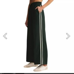 Z Supply Dark Green Wide-Leg Pants with White Stripes